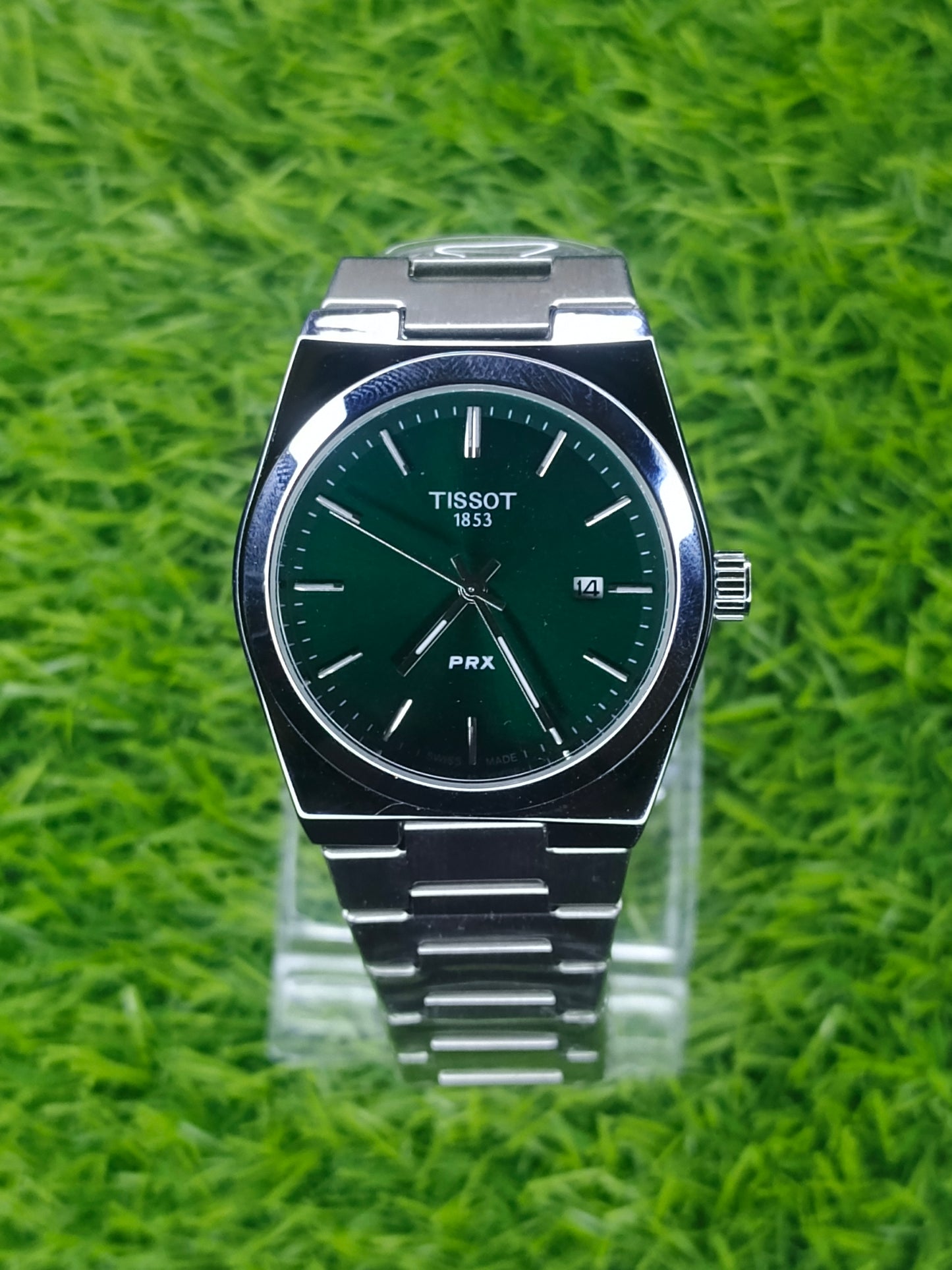 Tissot Stainless Steel Silver Watch – Green Dial | Double Lock