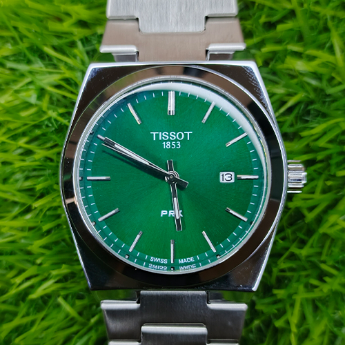 Tissot Stainless Steel Silver Watch – Green Dial | Double Lock